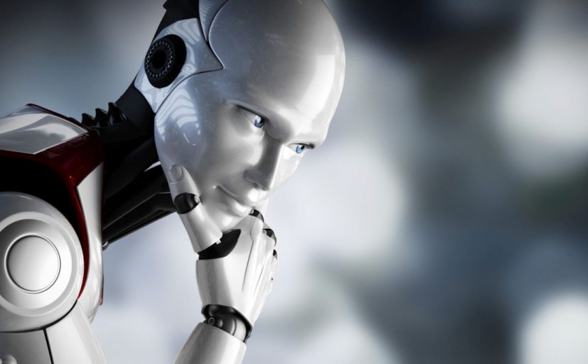 Robot thinking close up