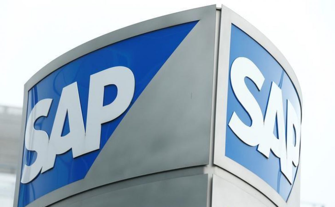 SAP logo at SAP headquarters in Walldorf